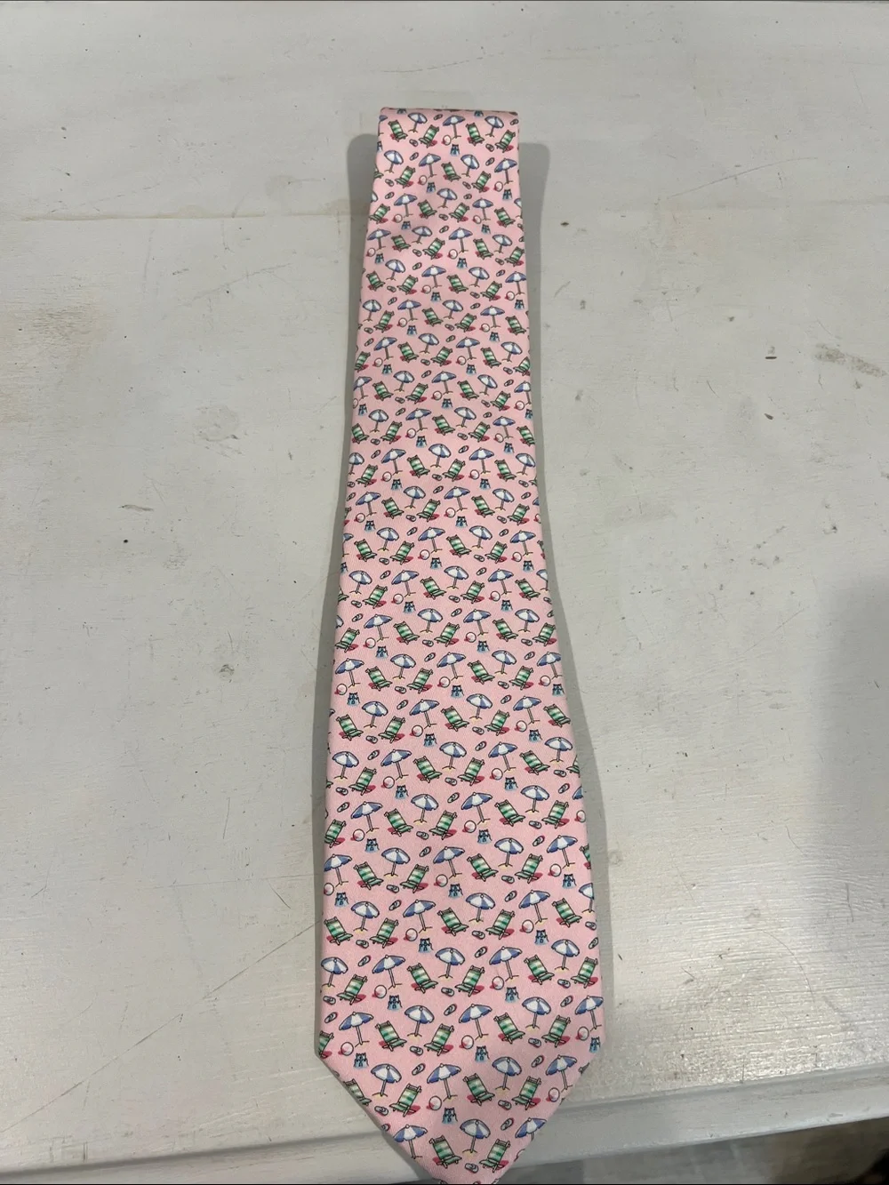 Vineyard Vines Pink Beach Chair & Umbrella Novelty Tie